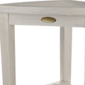 Compact Teak Corner Shower Stool With Shelf In Whitewash Finish