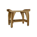 Compact Rectangular Teak Shower Bench With Handles In Natural Finish