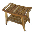 Contemporary Teak Shower Bench With Shelf In Natural Finish