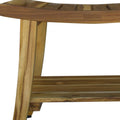 Contemporary Teak Shower Bench With Shelf In Natural Finish