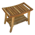 Contemporary Teak Shower Bench With Shelf In Natural Finish