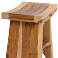 Compact Curvilinear Teak Shower Outdoor Bench With Shelf In Natural Finish