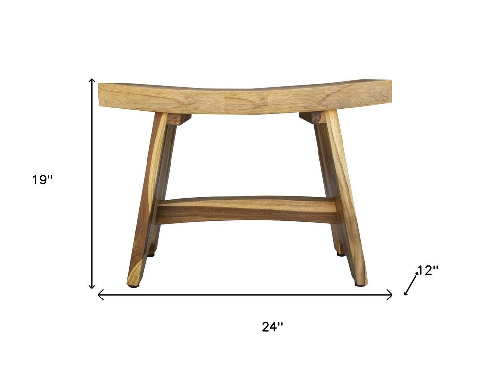Contemporary Teak Outdoor Bench In Natural Finish
