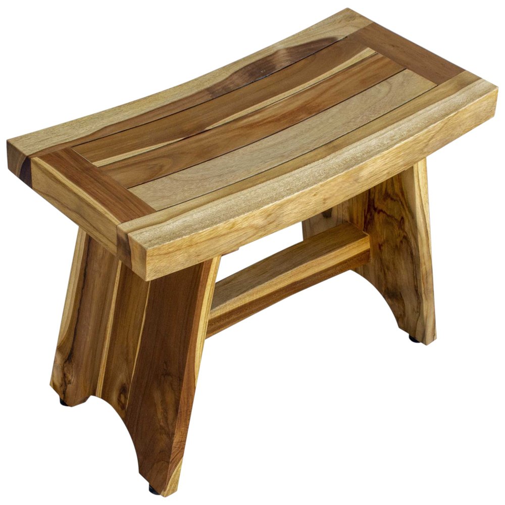 Contemporary Teak Outdoor Bench In Natural Finish