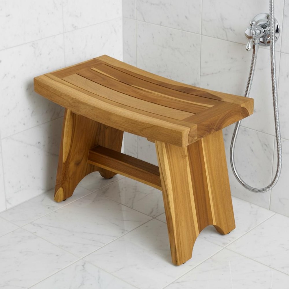 Contemporary Teak Outdoor Bench In Natural Finish