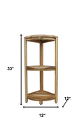 33" Natural Teak Corner Shower Bench With Shelf