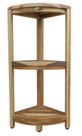 33" Natural Teak Corner Shower Bench With Shelf