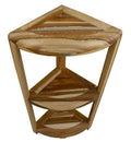 33" Natural Teak Corner Shower Bench With Shelf