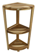 33" Natural Teak Corner Shower Bench With Shelf