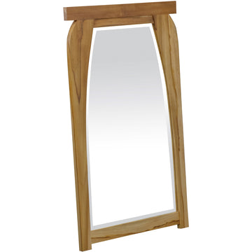 35" Brown Abstract Wood Framed Accent Mirror