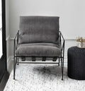 30" Gray and Black Linen Lounge Chair