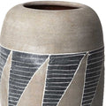 15" Brown And Gray Geometric Cylinder Ceramic Table Vase