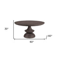 60" Gray Rounded Solid Wood Pedestal Base Dining Table