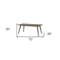72" Dark Brown Solid Wood Dining Table