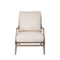 24" Ivory and Brown Fabric Arm Chair