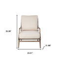 24" Ivory and Brown Fabric Arm Chair