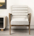 28" Cream and Brown Fabric Lounge Chair