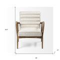 28" Cream and Brown Fabric Lounge Chair