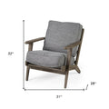 31" Gray and Brown Fabric Cushions And Wood Lounge Chair