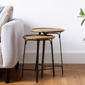 24" Brown Solid Wood Round End Table