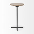 15" Natural and Black Solid Wood and Metal