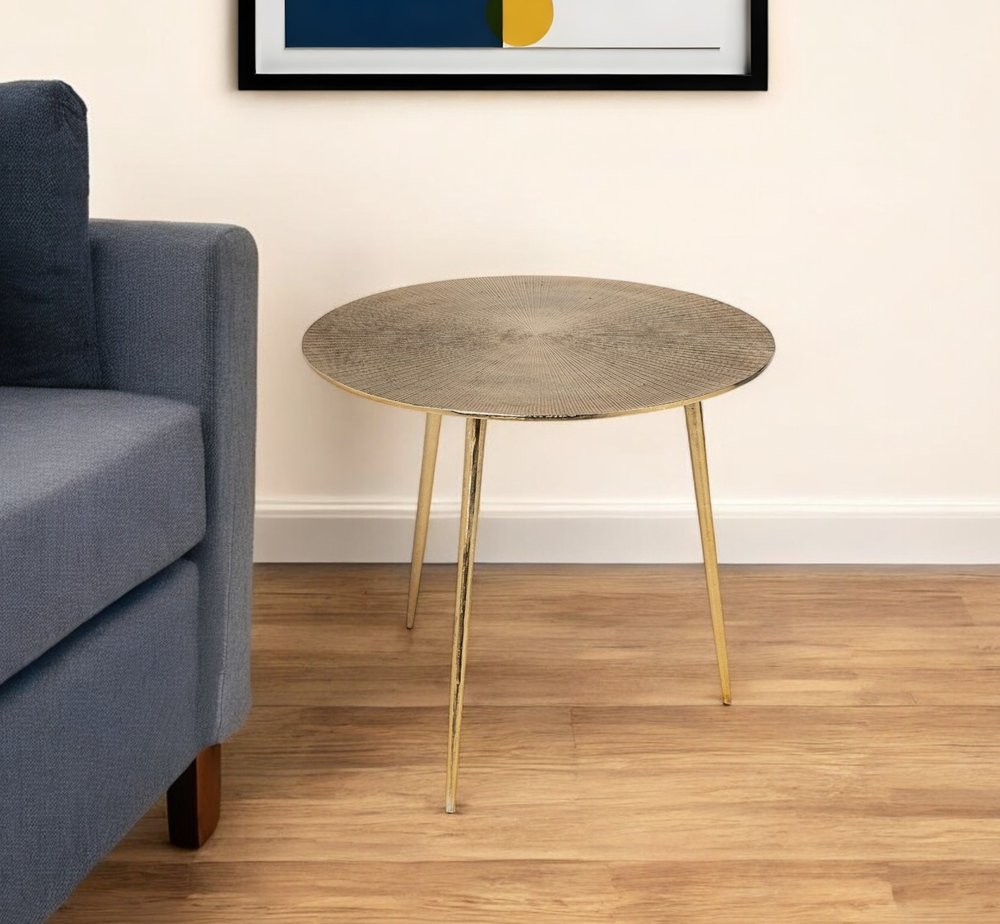 21" Gold Metal Round End Table