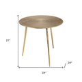 21" Gold Metal Round End Table
