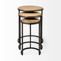 Set of Three 27" Black And Brown Solid Wood Round End Table
