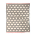 Grey And Ivory Hearts Knitted Baby Blanket