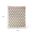 Grey And Ivory Hearts Knitted Baby Blanket