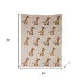 32" X 40" Orange And White Cotton Giraffe Plush Baby Blanket