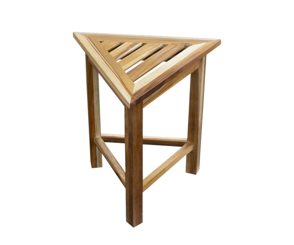 15" Brown Teak Corner Shower Bench