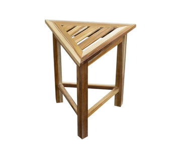 15" Brown Teak Corner Shower Bench