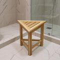 15" Brown Teak Corner Shower Bench