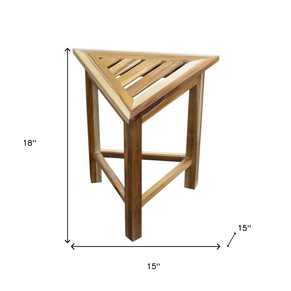 15" Brown Teak Corner Shower Bench