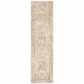 8' Beige And Ivory Medallion Runner Rug