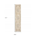 8' Beige And Ivory Medallion Runner Rug