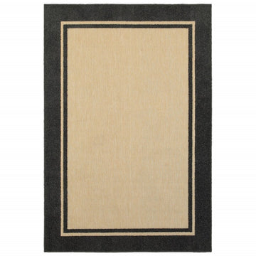 8' X 11' Beige And Black Indoor Outdoor Area Rug