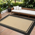 7' X 10' Beige And Black Indoor Outdoor Area Rug