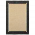 7' X 10' Beige And Black Indoor Outdoor Area Rug