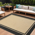 7' X 10' Beige And Black Indoor Outdoor Area Rug