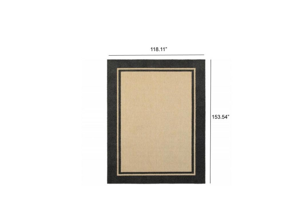 7' X 10' Beige And Black Indoor Outdoor Area Rug