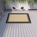 7' X 10' Beige And Black Indoor Outdoor Area Rug