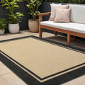 7' X 10' Beige And Black Indoor Outdoor Area Rug