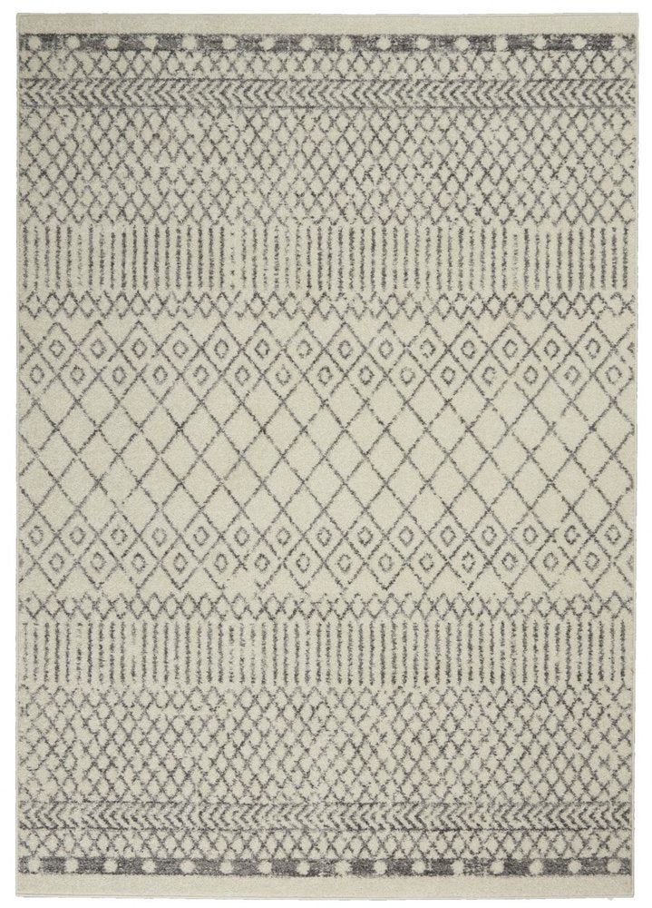 5' X 7' Gray And Ivory Geometric Distressed Area Rug