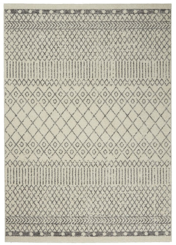 5' X 7' Gray And Ivory Geometric Distressed Area Rug
