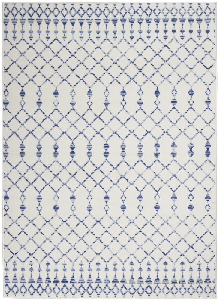 6' X 9' Ivory And Blue Geometric Area Rug
