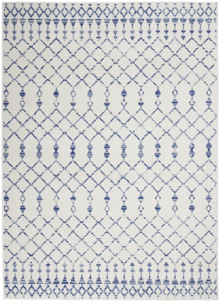 6' X 9' Ivory And Blue Geometric Area Rug