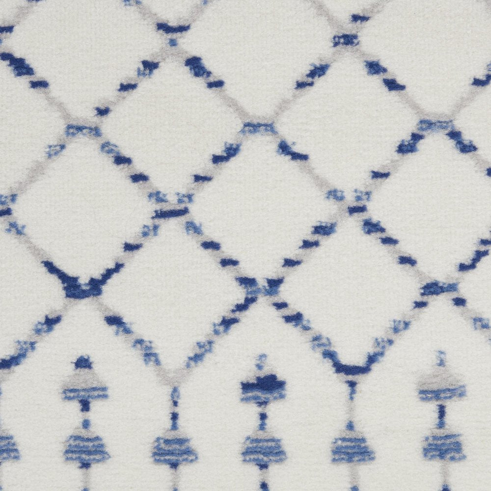 6' X 9' Ivory And Blue Geometric Area Rug