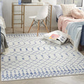 6' X 9' Ivory And Blue Geometric Area Rug